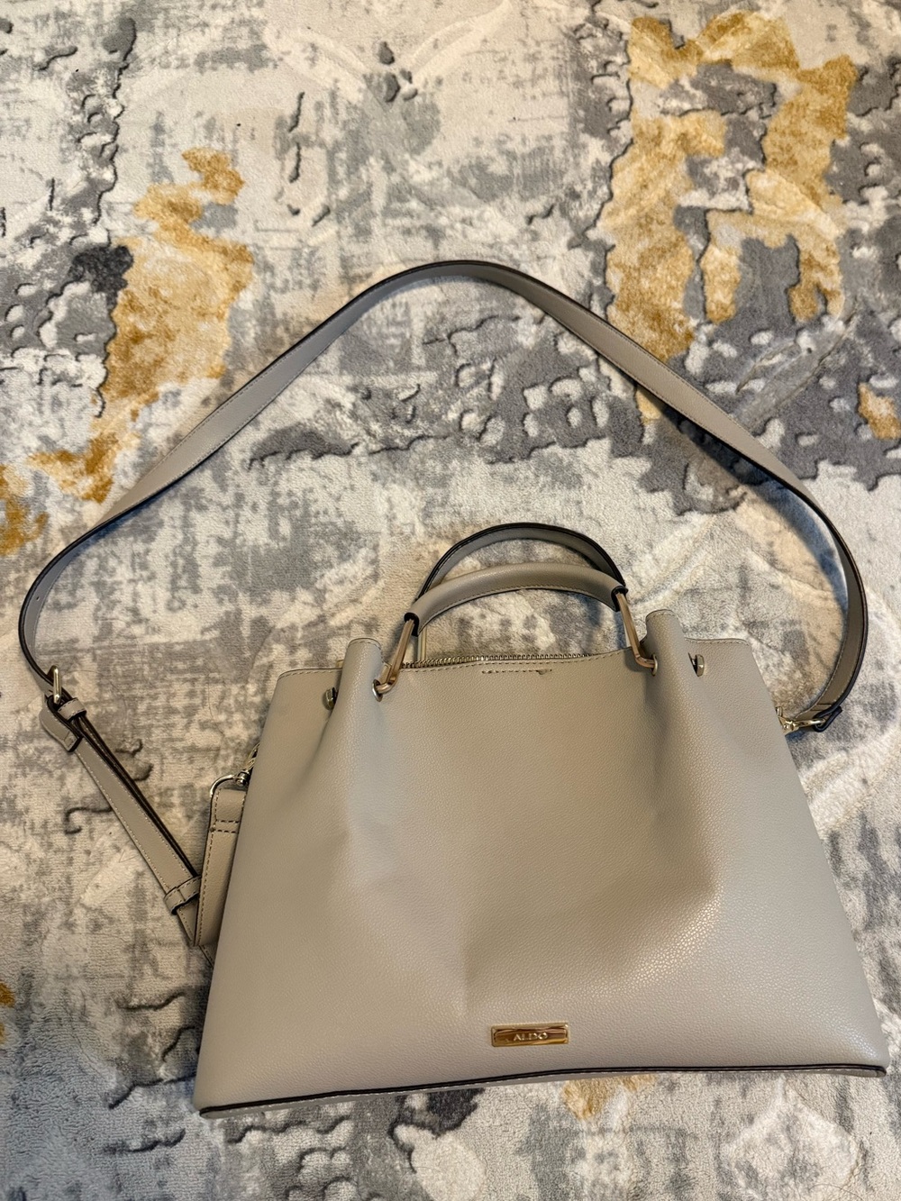 ALDO Pebbled Top-Handle Satchel in Light Gray